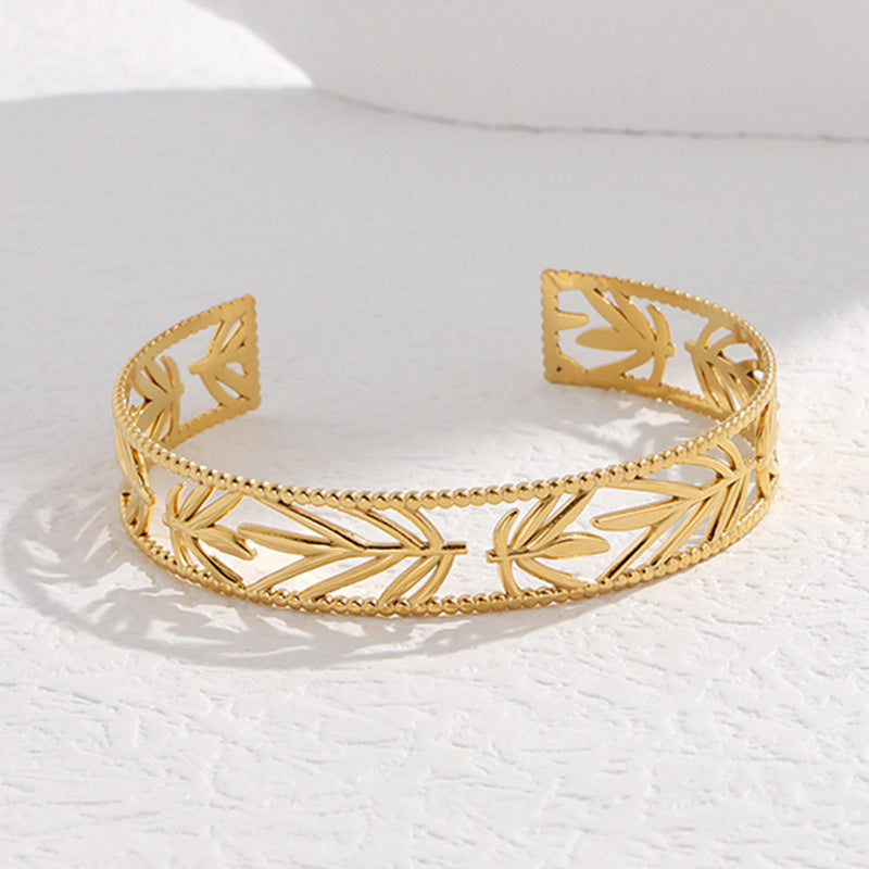 2 Pieces Expressive Stripe Stainless Steel Electroplating Bangles