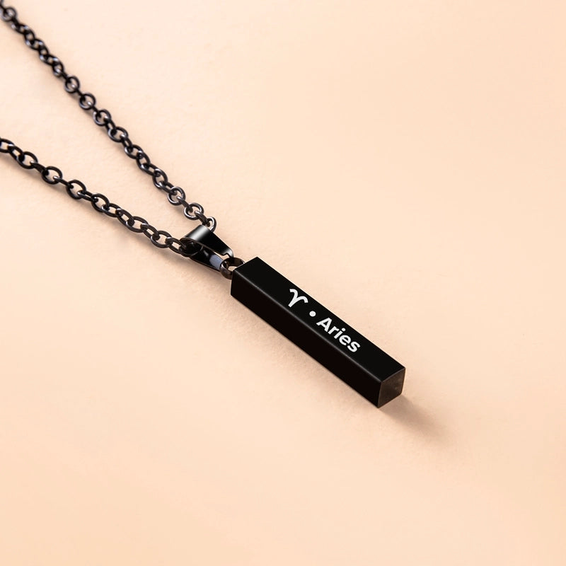 12 Constellation Stainless Steel Ing Pillar Necklace