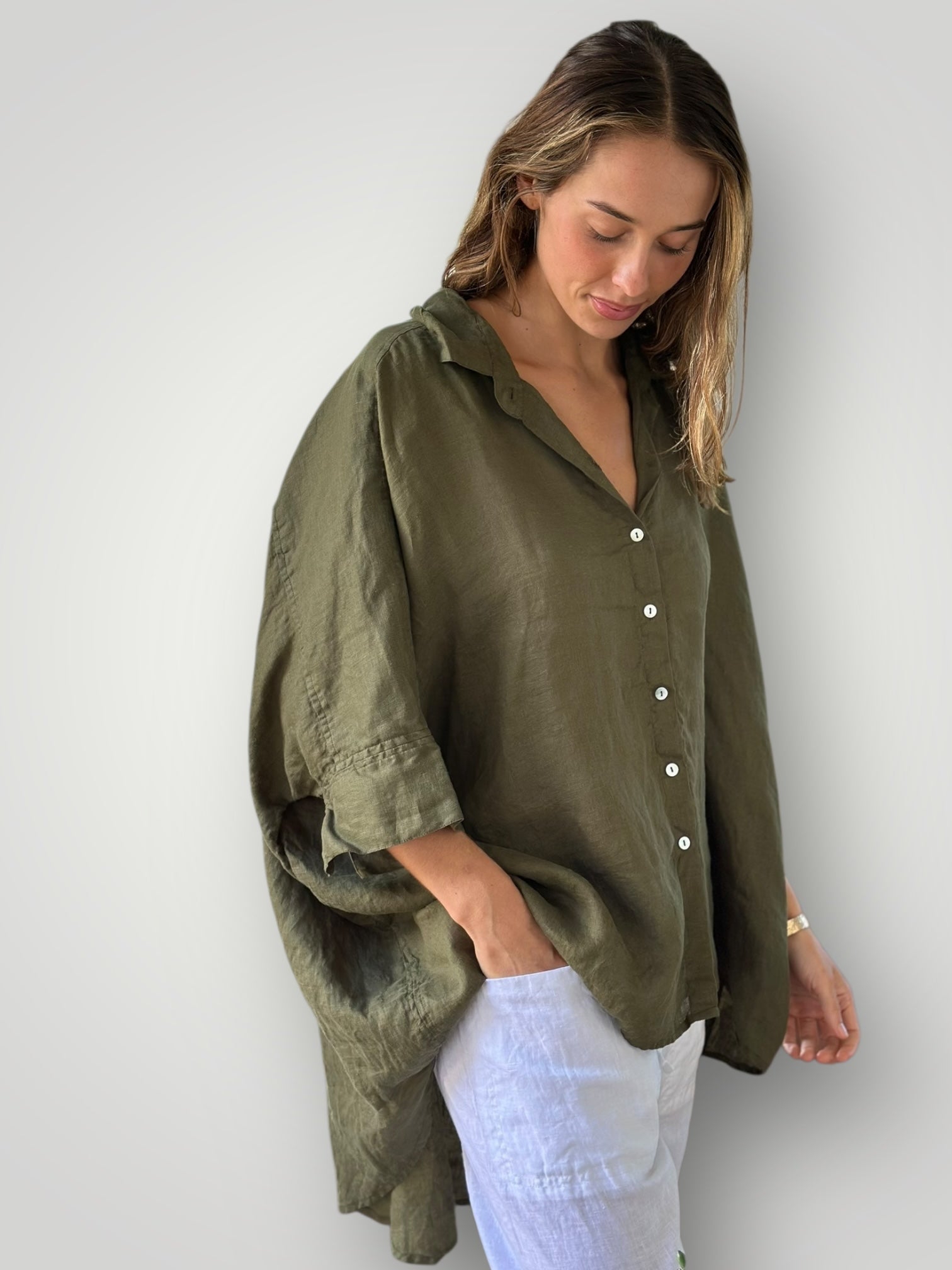 issey shirt - army linen