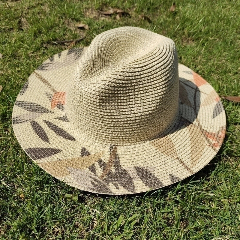 Women's Minimalist Color Block Flat Eaves Straw Hat