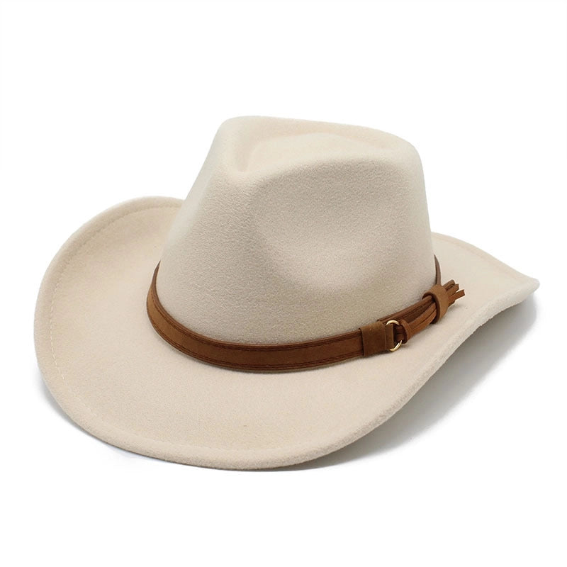Women's New Denim Woolen Brimmed Jazz Top Hat Men's And Women's Chicken Heart Top Black Felt Hat Woolen Hat