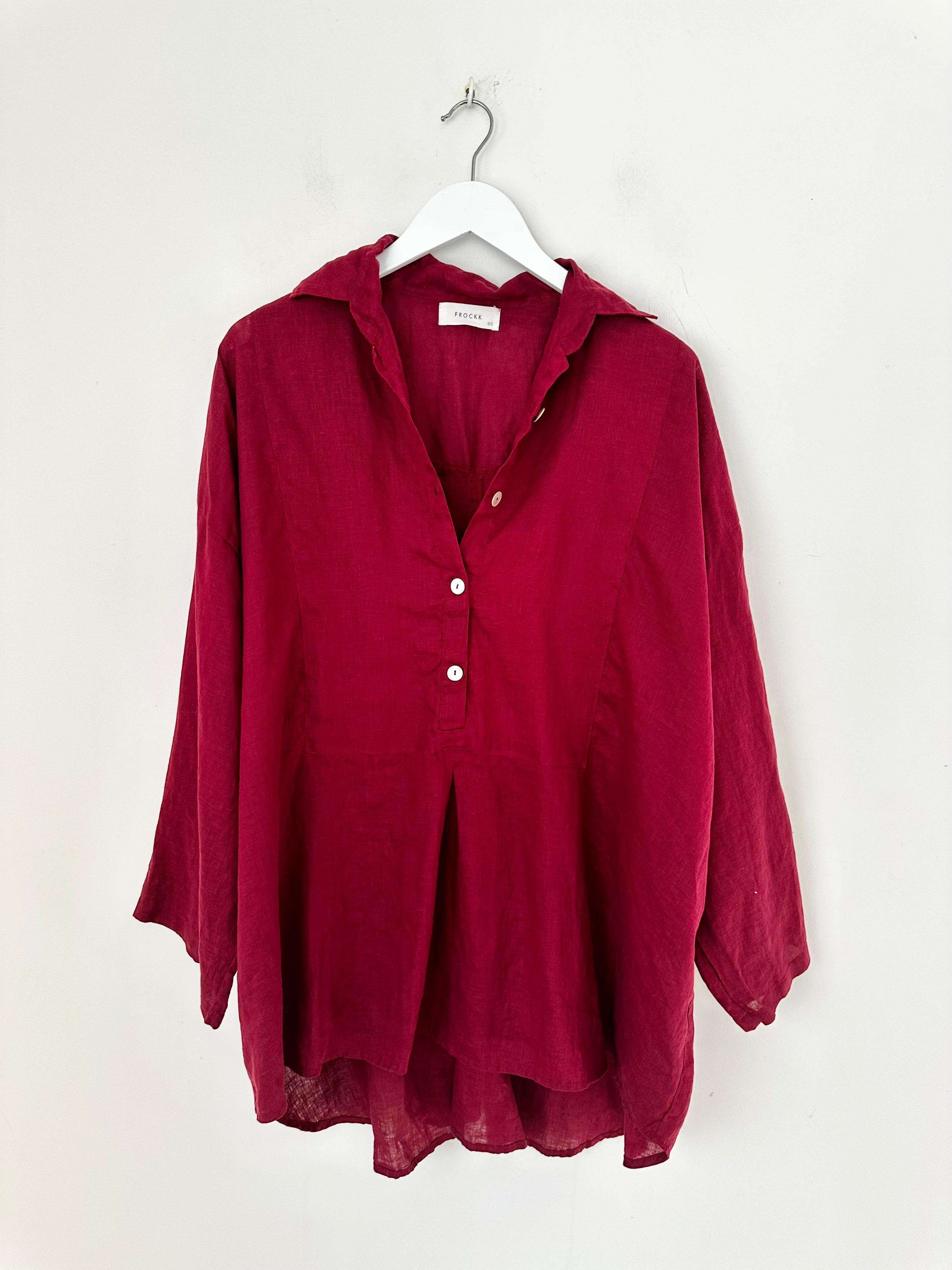 megan shirt - merlot linen