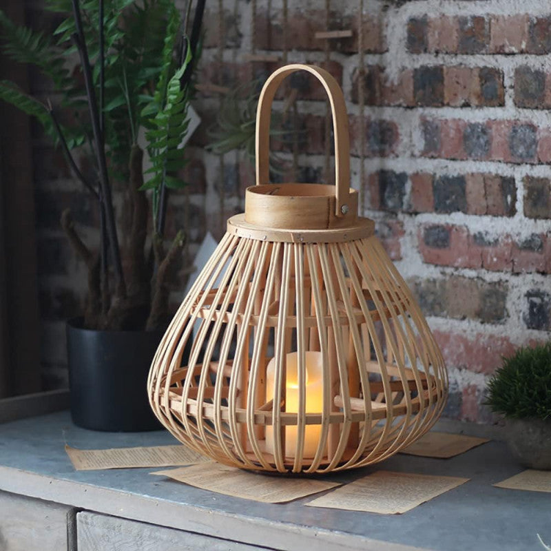 HANDMADE BAMBOO WIND LANTERN CANDLE HOLDER ORNAMENT