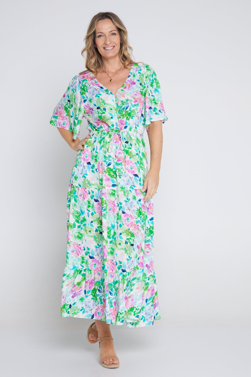 Quinn Maxi Dress - Jade/Amethyst Floral