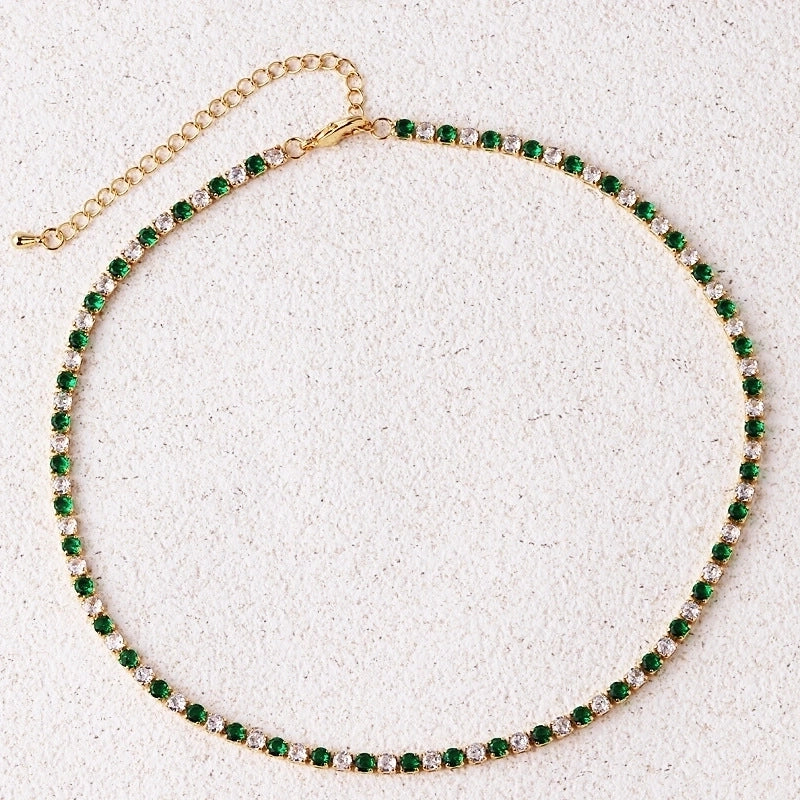 Copper Inlay Solid Color Zircon Copper Necklaces
