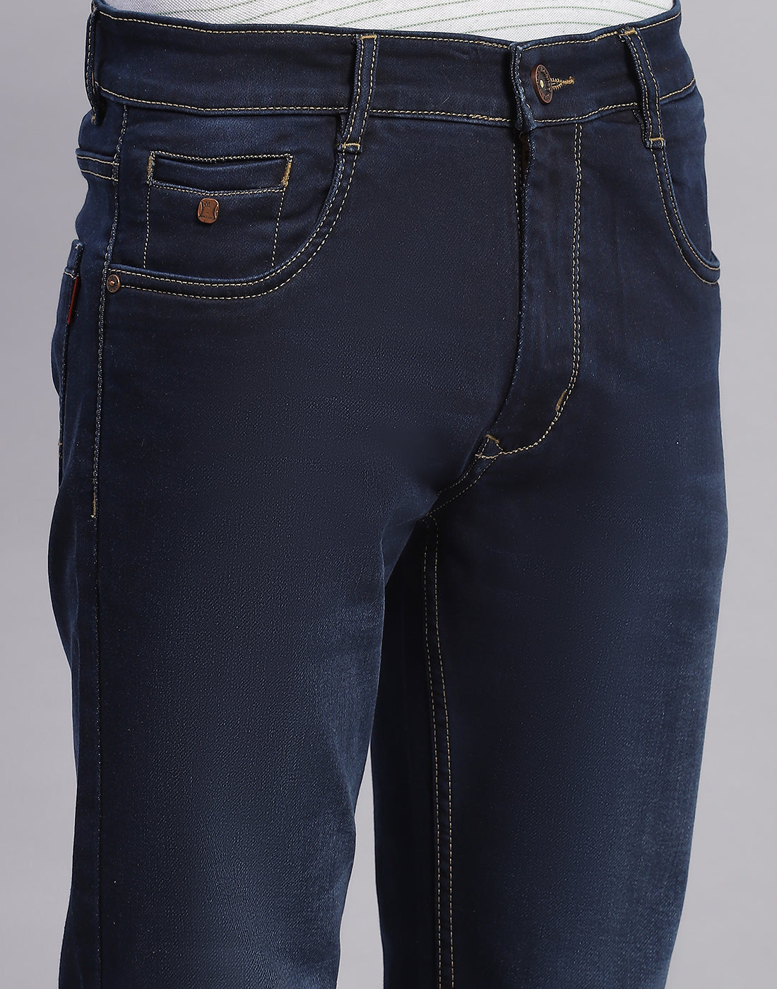 Men Blue Light Wash Regular Fit Denim