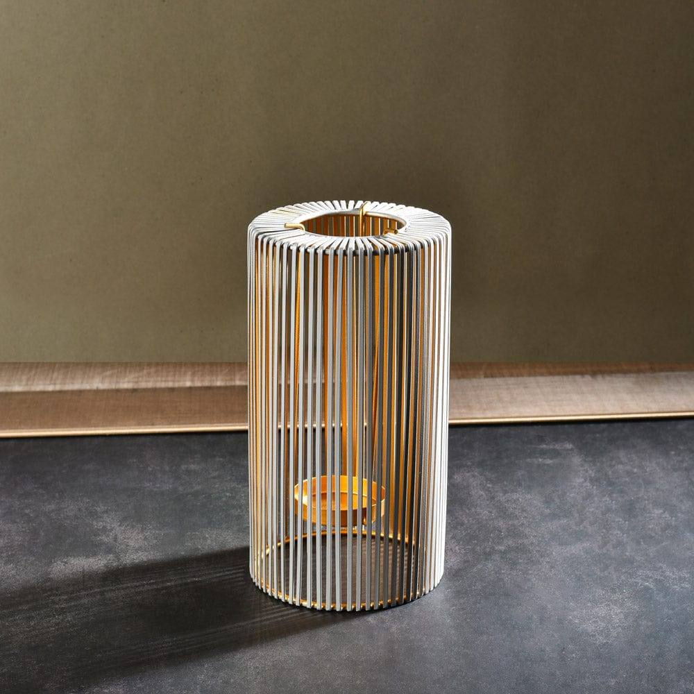 Lines Tealight Holder Medium - Grey Gold