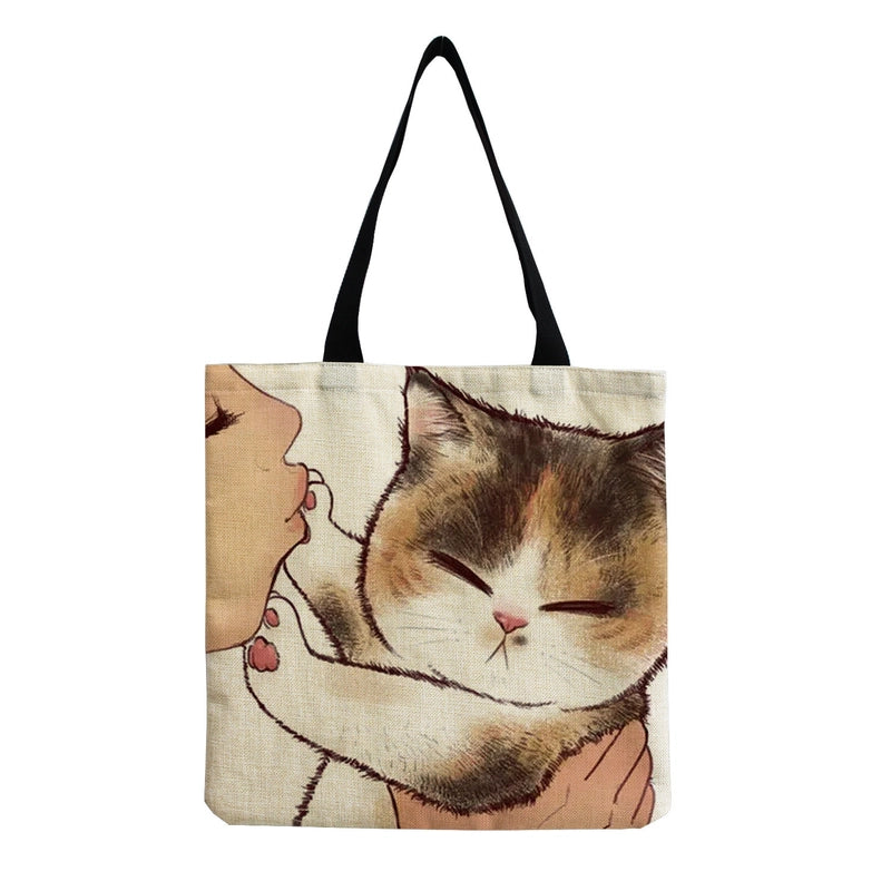 Women's Linen Animal Cute Square Open Shoulder Bag
