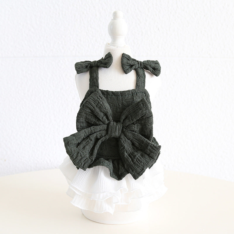 Sweet Big Bow Dog Cat Chiffon Dress