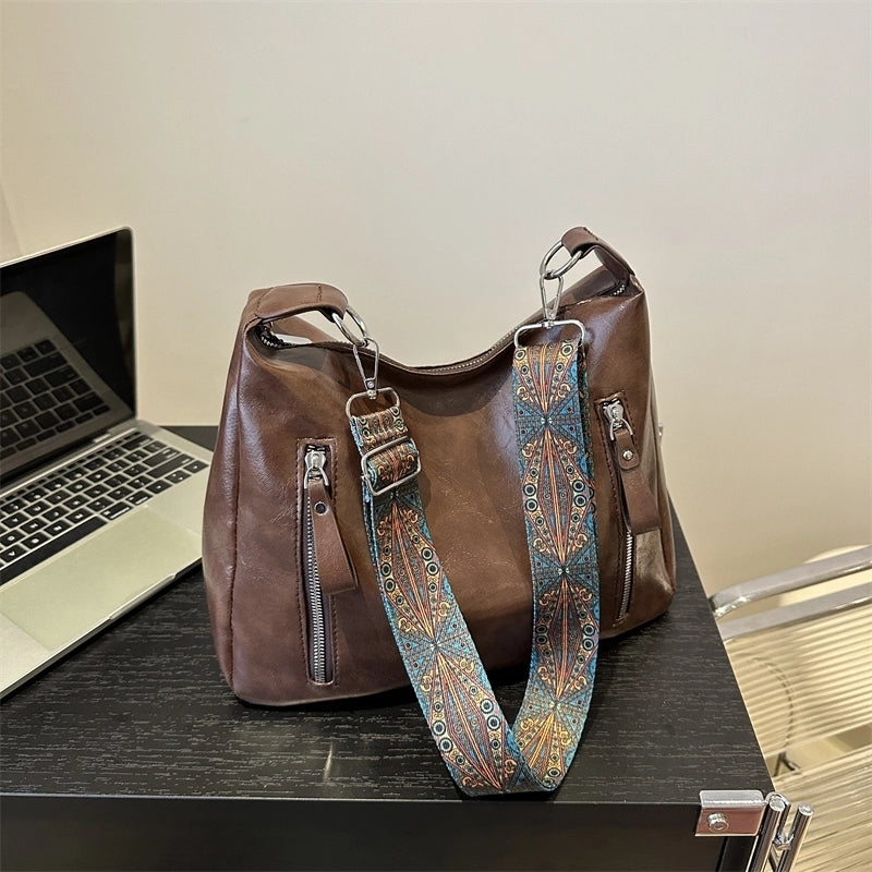 Women's Classic Style Solid Color Pu Leather Shopping Bags