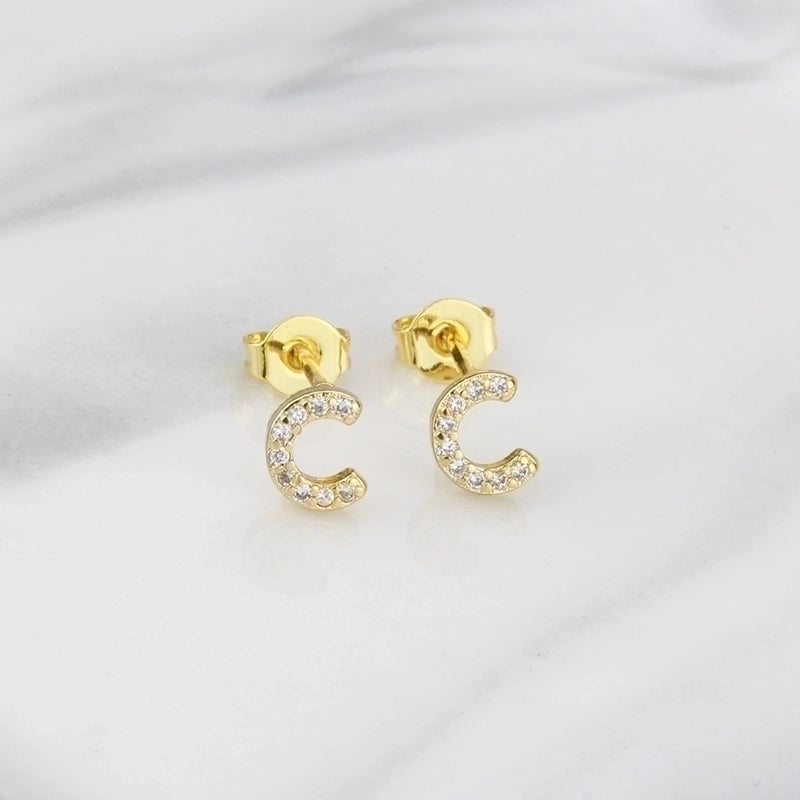 1 Pair Fashion Letter Inlay Copper Zircon Gold Plated Ear Studs