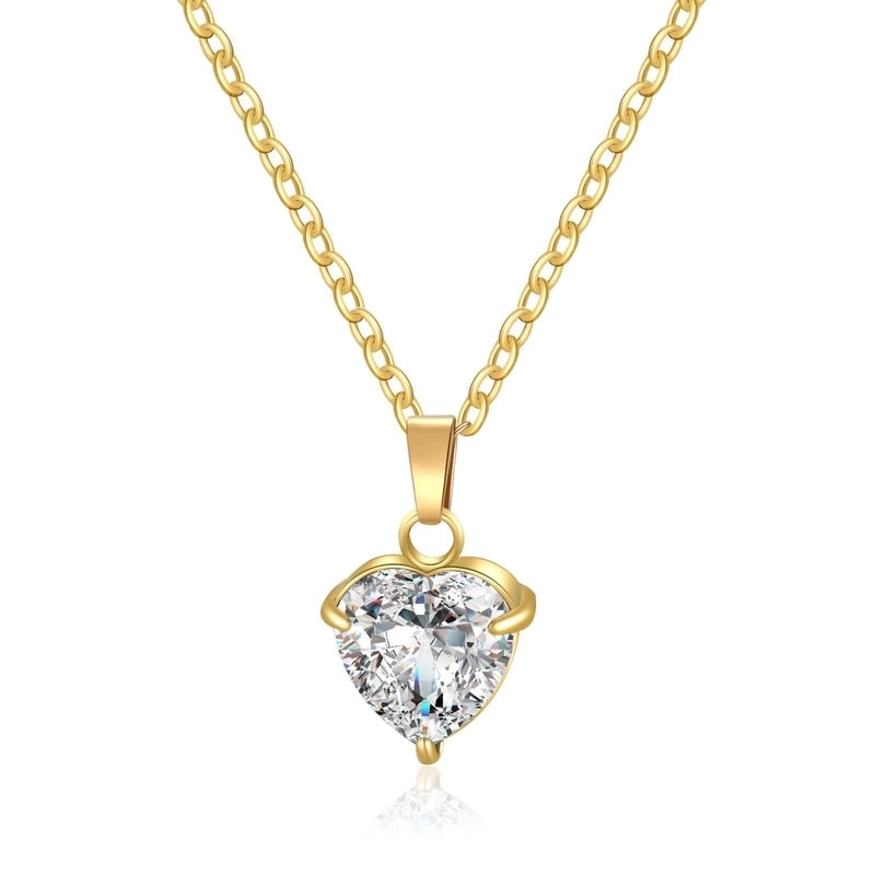 304 Stainless Steel 316 Stainless Steel  Minimalist Classic Style Inlay Heart Shape Zircon Pendant Necklace