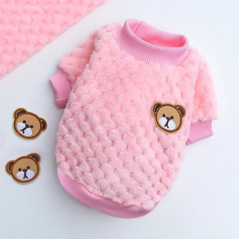 Large And Small Dog Clothes Cat Pet Clothes Autumn And Winter New Pet Supplies Velvet Clothes French Bucket Two-legged Clothes Plaid