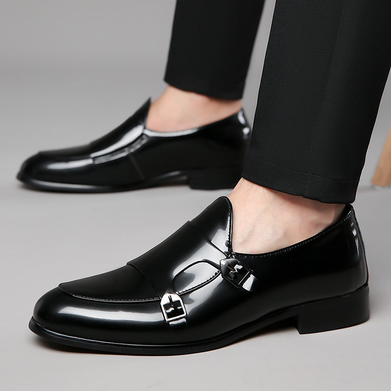 Men's Leather Pointed Glossy Munch Light Luxury Shoes