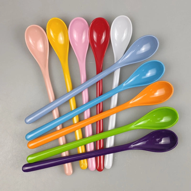 Colorful Plastic Long Handle Coffee Spoon Melamine Stirring Spoon Soup Spoon Spoon Stainless Steel Tableware