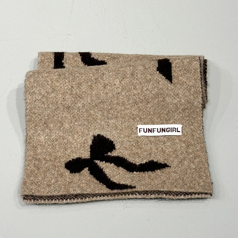 Women's Sweet Bow Knot 羊毛混纺 Scarf