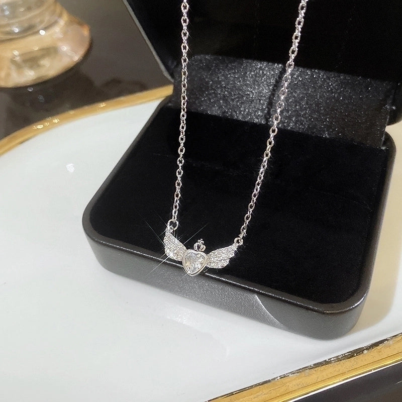 Minimalist Heart Shape Flower Bow Knot Titanium Steel Copper Plating Inlay Artificial Gemstones Pendant Necklace