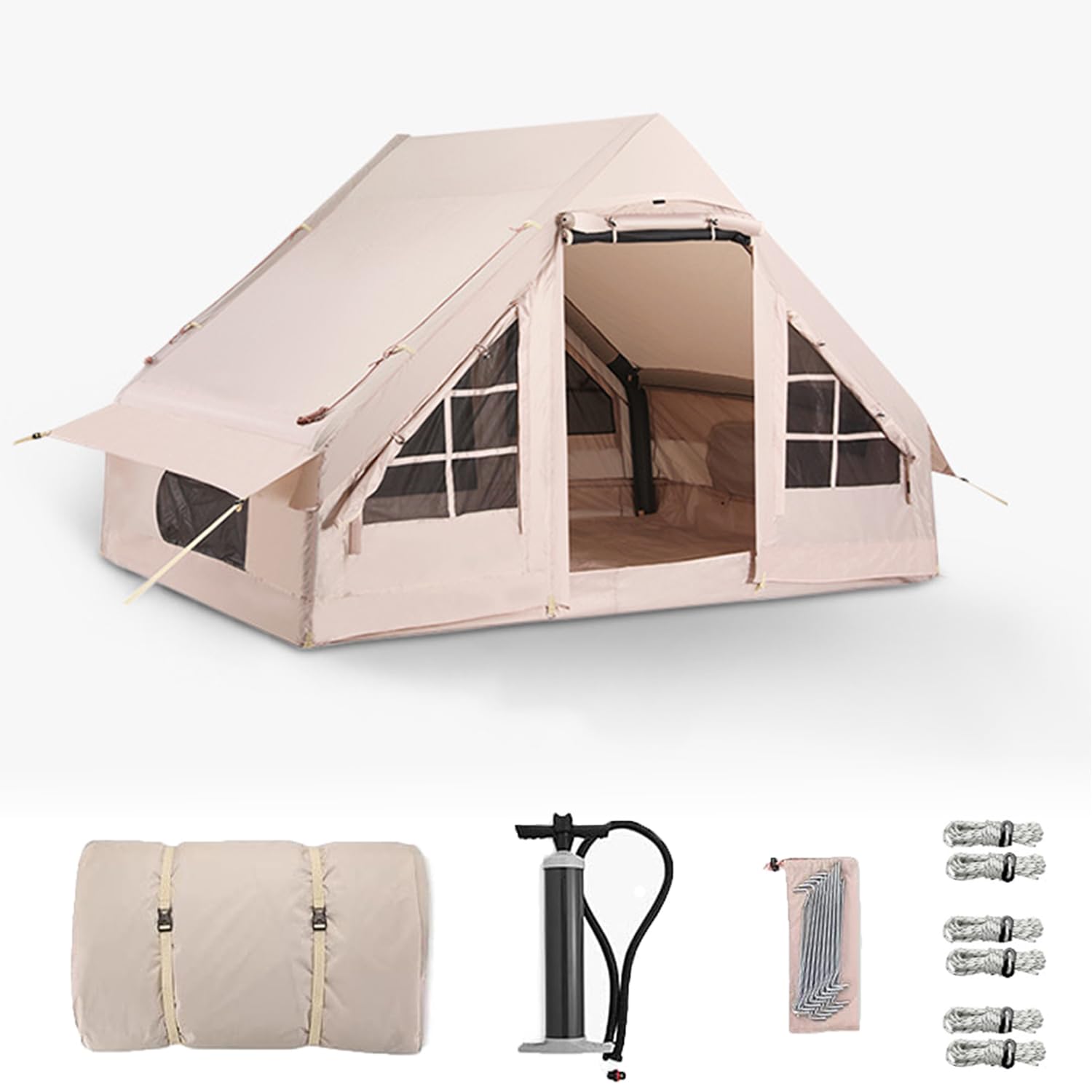 Large Space Inflatable Tent, Outdoor One Piece Tent, Rainproof Camping No-pitch Tent, Sunproof Waterproof Picnic Gear, Foldable Portable Inflatable Tent