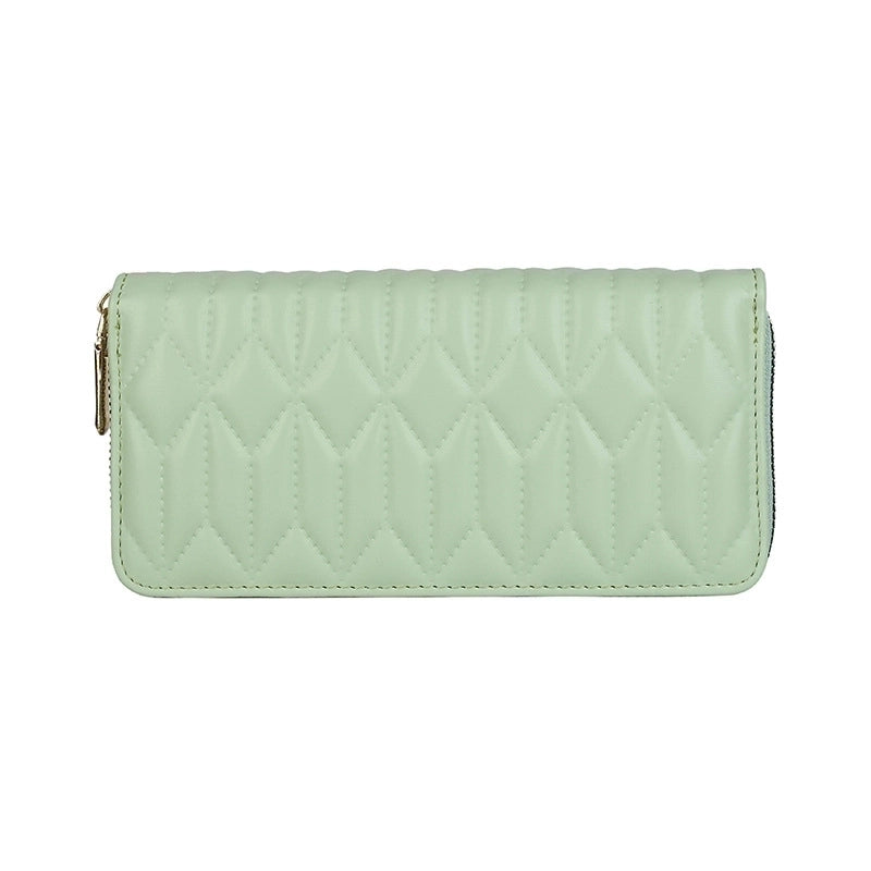 Women's Stripe Lingge Pu Leather Zipper Wallets