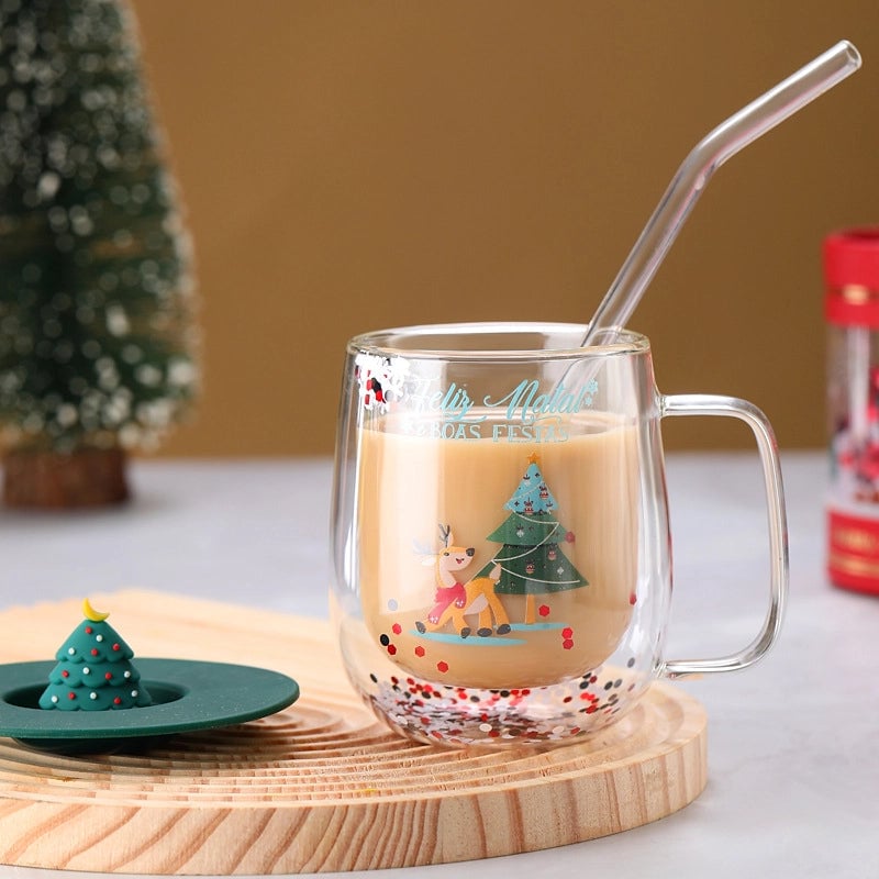 Christmas Casual Vacation Cartoon Borosilicate Glass Water Bottles 1 Piece