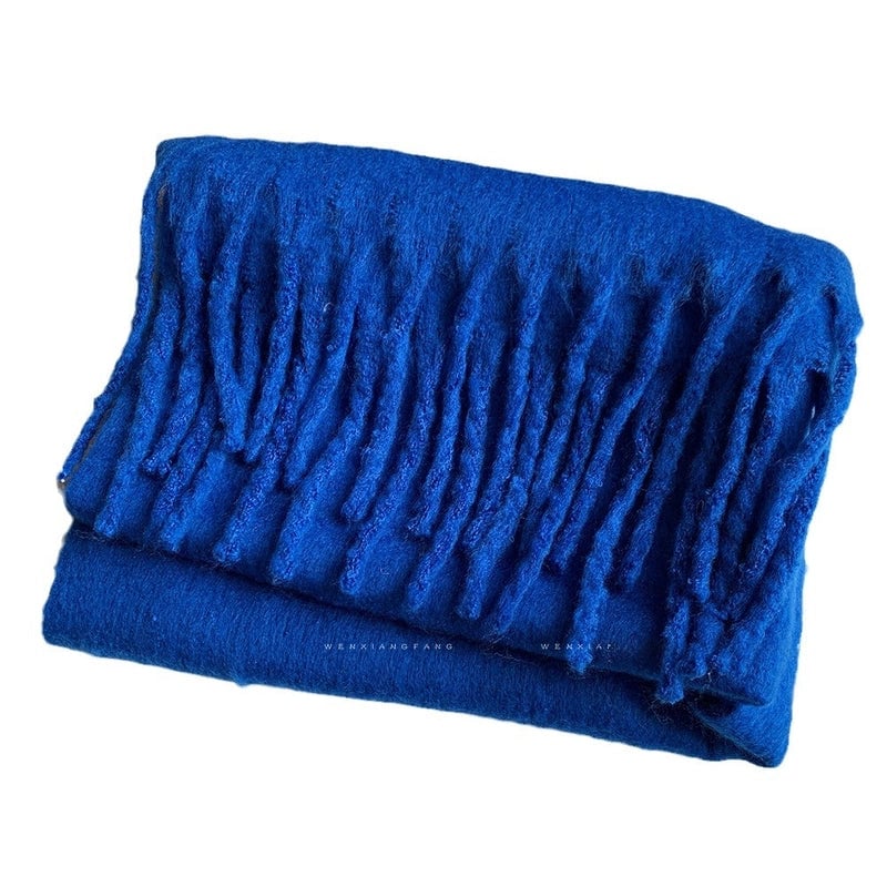 Solid Color Mohair Scarf For Women Autumn And Winter New Thick Braid Winter Student Shawl Scarf
