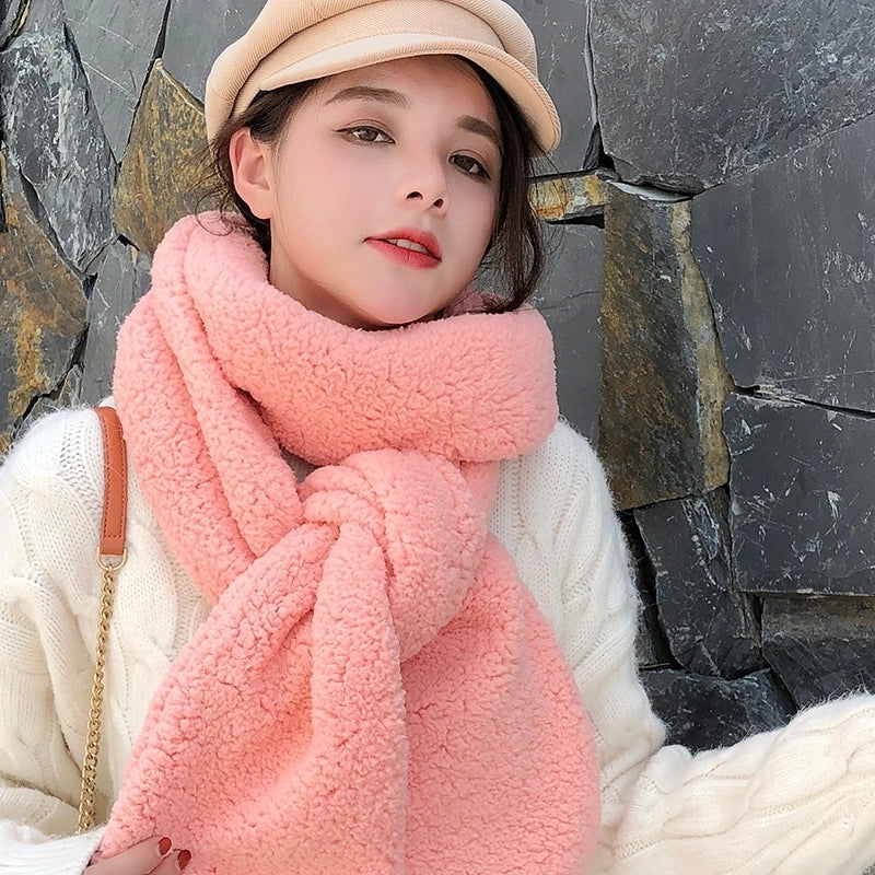 Women's Minimalist Solid Color Fleece Scarf