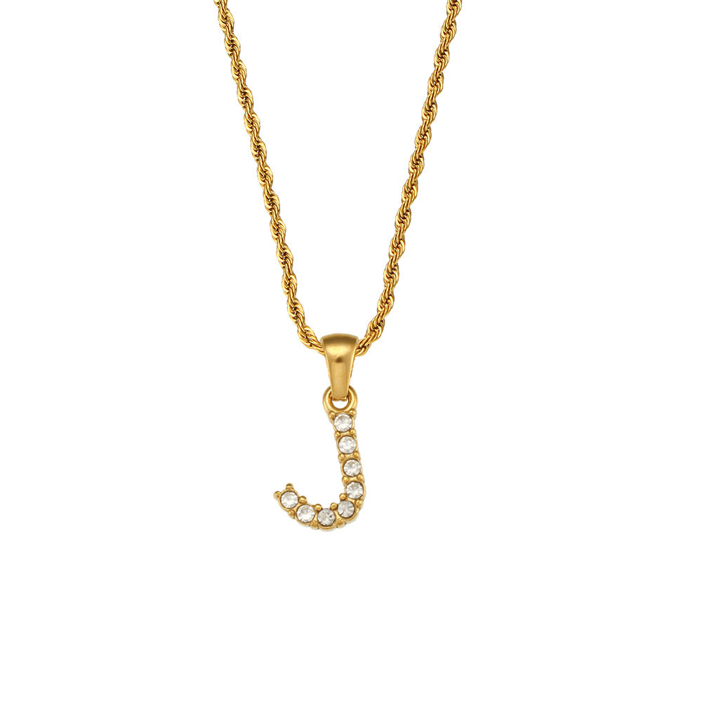 Fashion Round Number Text Letter Stainless Steel 18K Gold Plated Necklaces