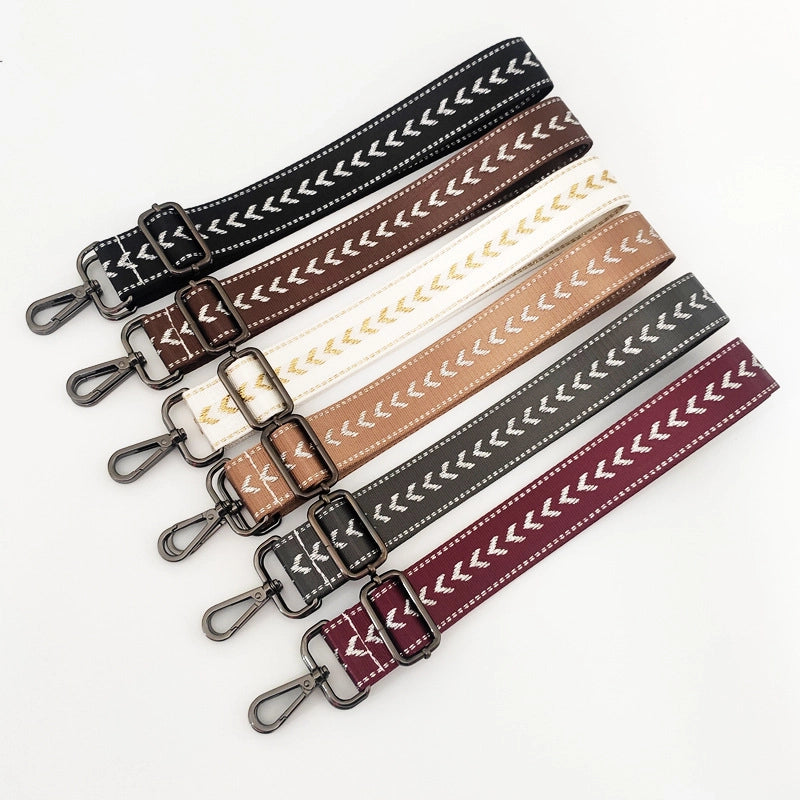 New Nylon Silver String Arrow Wide Shoulder Strap Adjustable Shoulder Crossbody Women Bag Accessories Bag Strap Replacement Long Strap