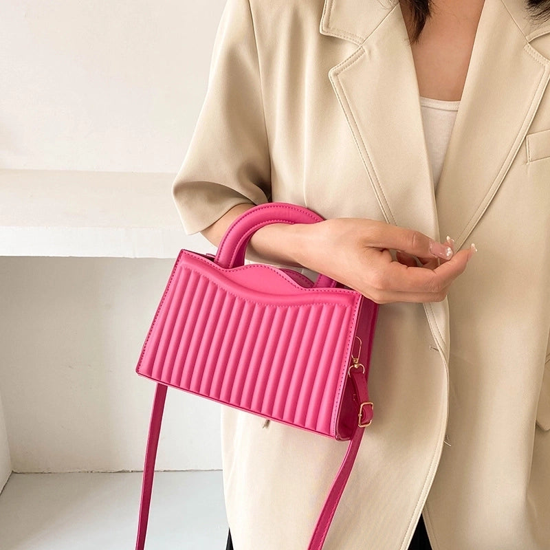 Women's Small Pu Leather Solid Color Elegant Classic Style Square Zipper Shoulder Bag Handbag Crossbody Bag