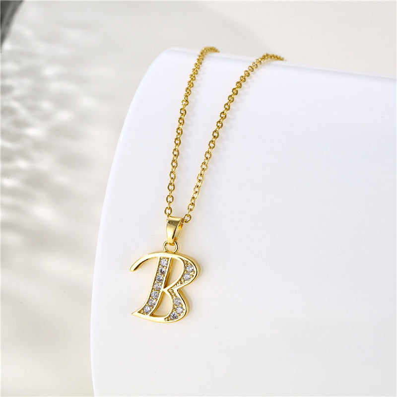 Minimalist Letter Text Number Stainless Steel Electroplating Necklaces