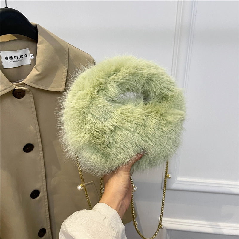 Women's Medium Plush Solid Color Classic Style Streetwear Square Zipper Crossbody Bag