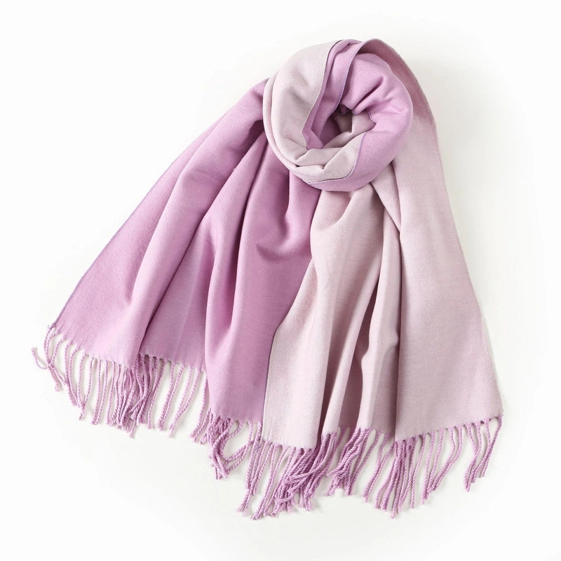 Women's Elegant Minimalist Color Block Imitation Dehaired Angora Tassel Scarf