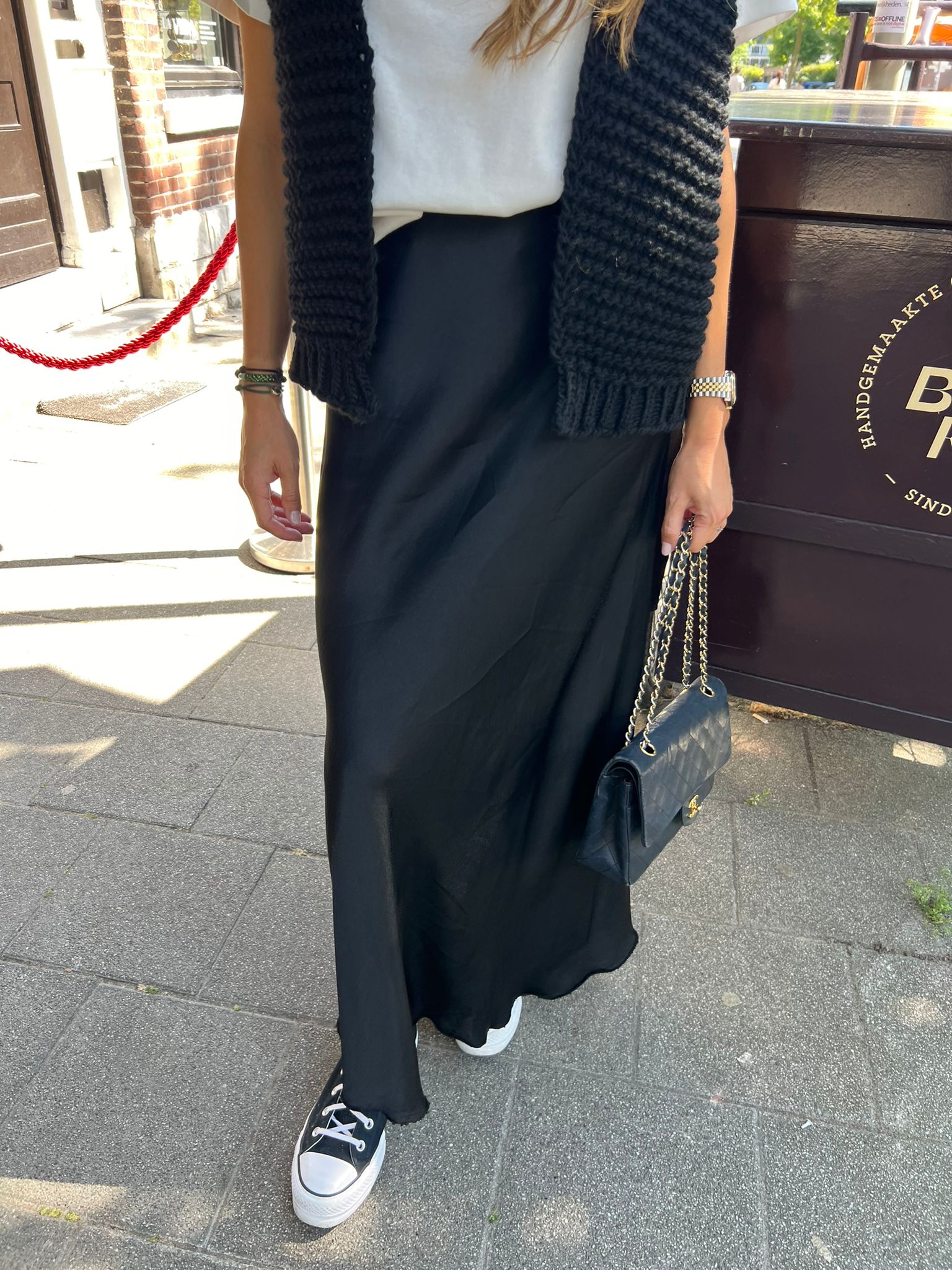 Silky maxi skirt black