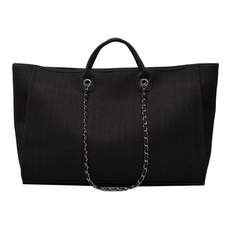 Women'S Large Canvas Solid Color Streetwear Square Zipper Tote Bag