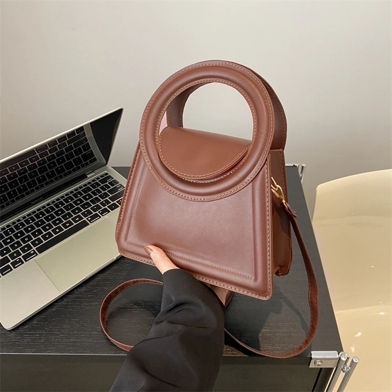 Women's Medium Pu Leather Solid Color Classic Style Flip Cover Crossbody Bag