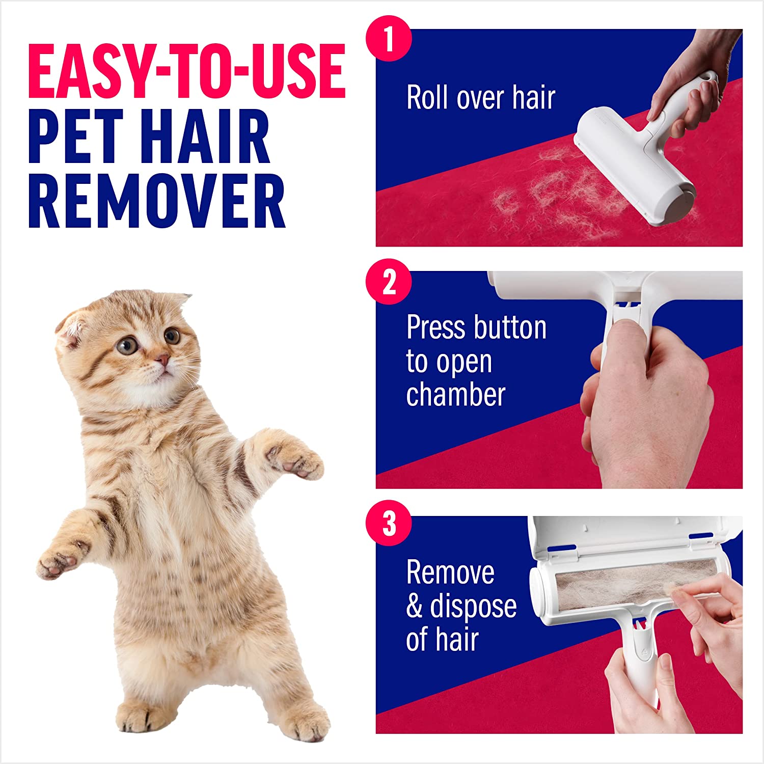 Pet Hair Remover | Portable. Multi-Surface Lint Roller & Animal Fur Removal Tool