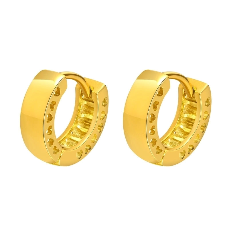 1 Pair Streetwear Solid Color Plating Inlay 201 Stainless Steel Zircon Gold Plated Hoop Earrings