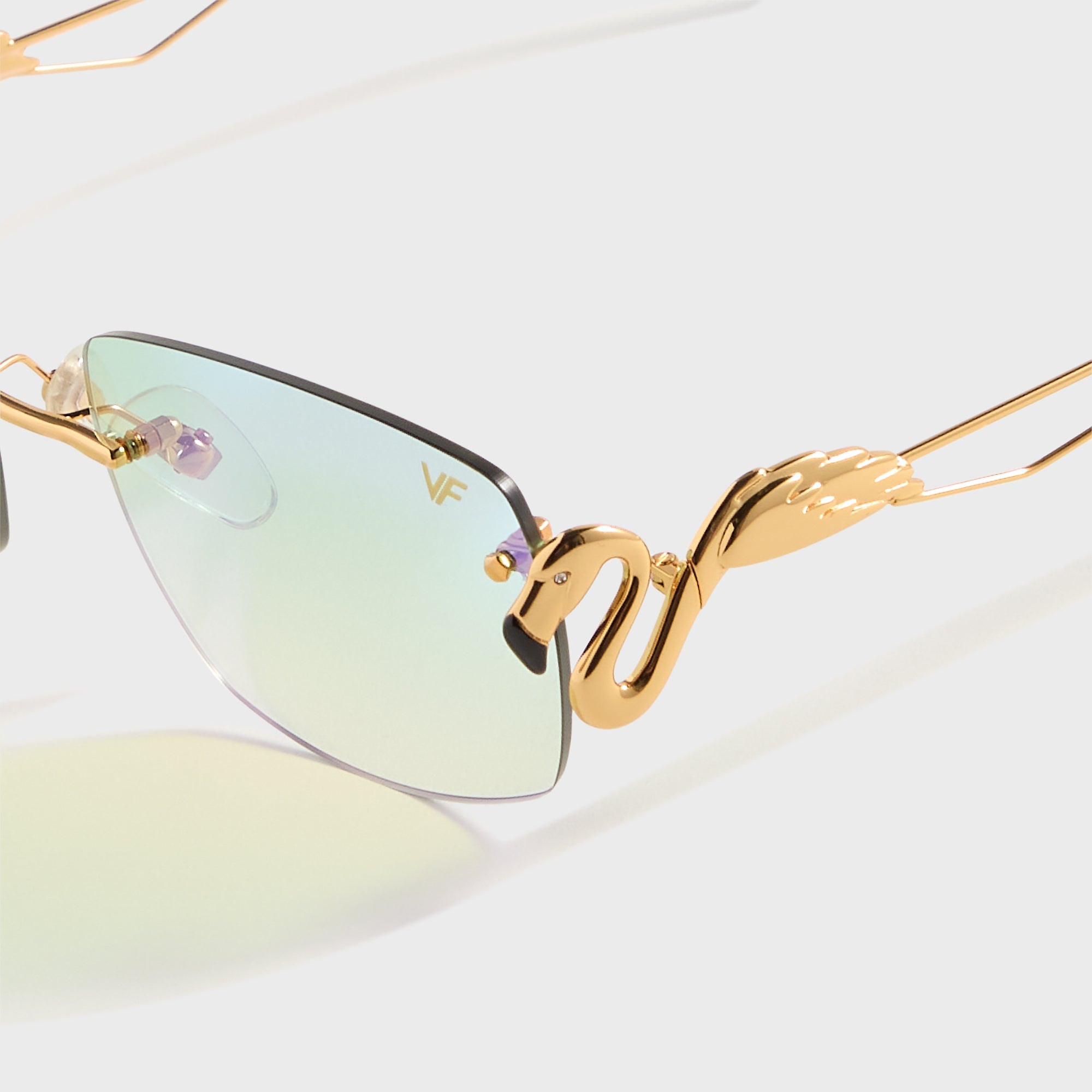 Vintage Frames Flamingo 24KT - Yellow Gold / Powder Green Flash Purple