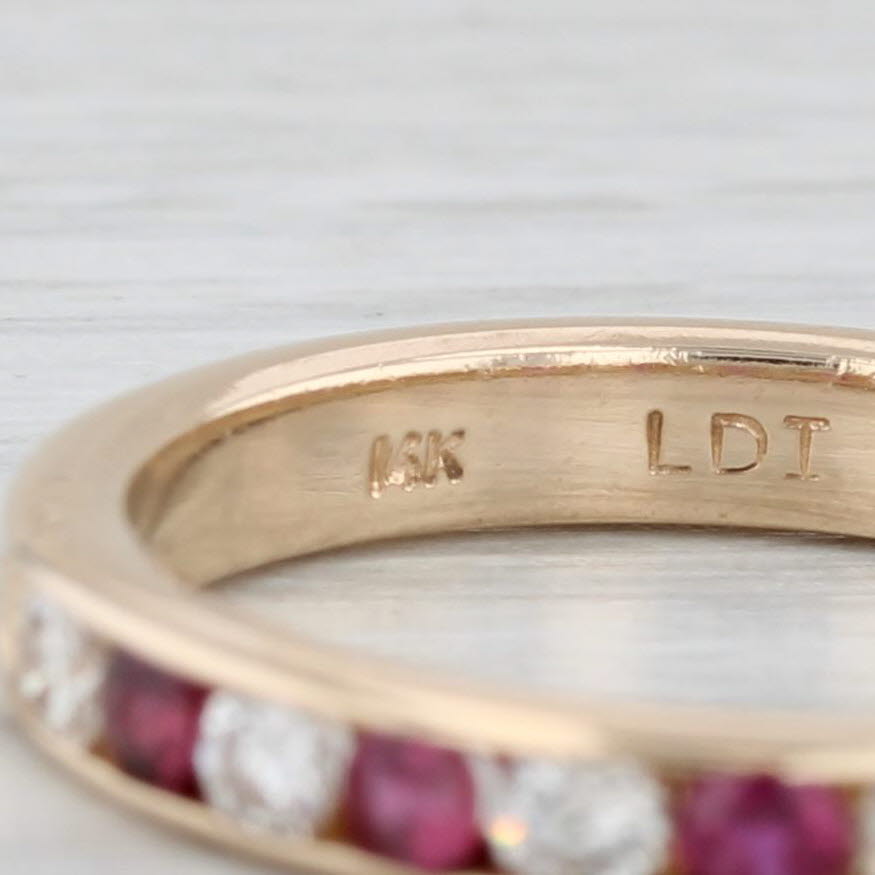 0.59ctw Ruby Diamond Band 14k Yellow Gold Size 6.25 Wedding Stackable Ring