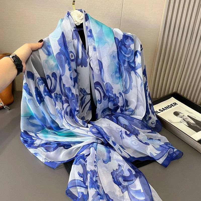 Spring And Summer New Yourou Silk Scarf Large Size Printed Beach Towel Dot Travel Vacation Sunscreen Scarf Women's Spot