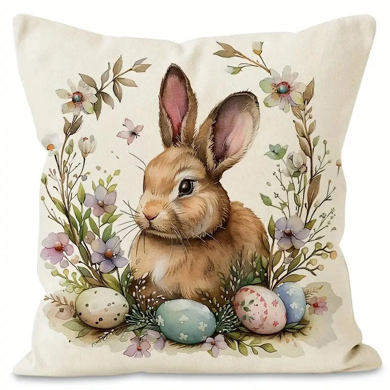 Easter Minimalist Classic Style Rabbit Linen Pillow Cases Couch & Sofa Decor