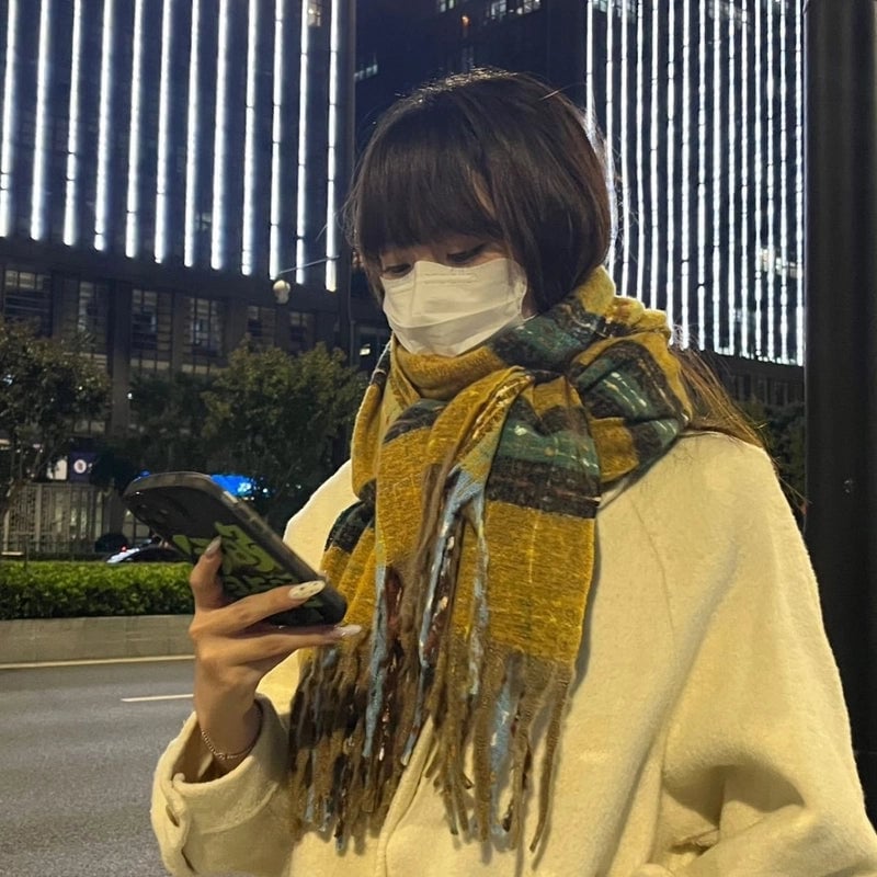 Unisex Sweet Stripe Polyester Knitting Scarf