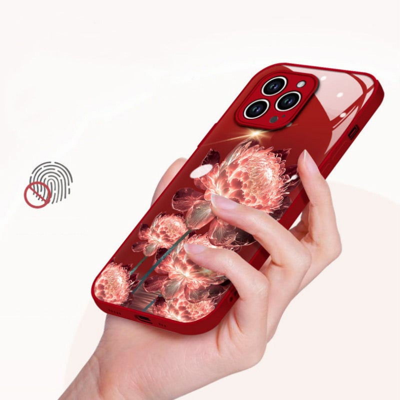 💮Shockproof Epiphyllum Slim Liquid Glass Phone Case💕