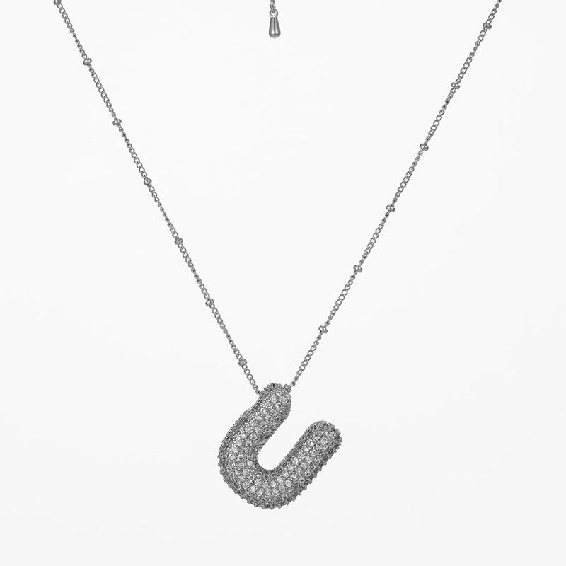 Copper Gold Plated Silver Plated IG Style Minimalist Plating Inlay Letter Zircon Pendant Necklace