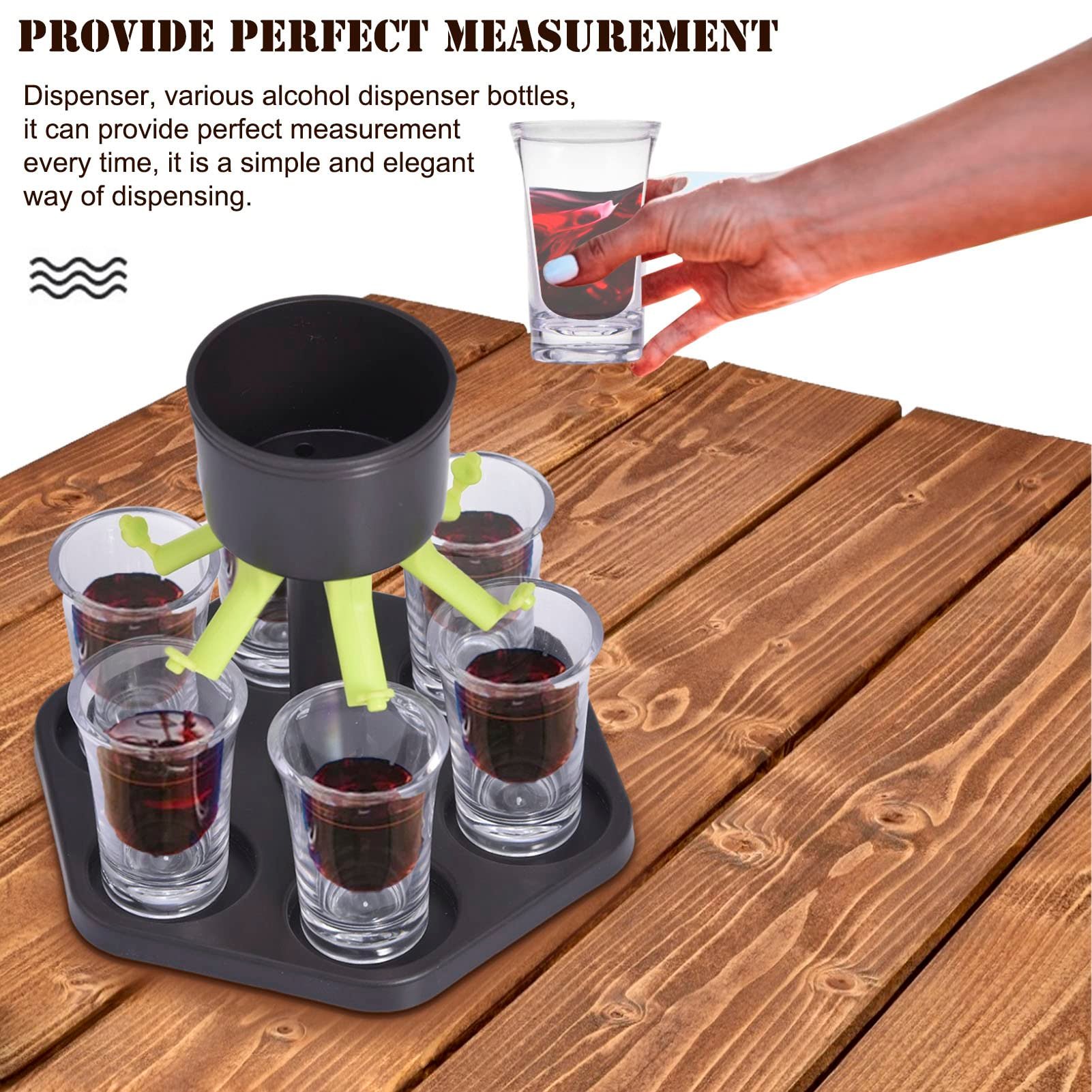 Drink Dispenser with 6 Shot Glasses and Holder Set