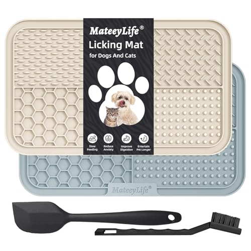 MateeyLife 2PCS Large Lick Mat for Dogs and Cats with Suction Cups. Dog Lick Mat for Anxiety Relief. Dog Toys to Keep Them Busy. Dog Enrichment Toys for Bathing. Cat Peanut Butter Lick Pad for Boredom