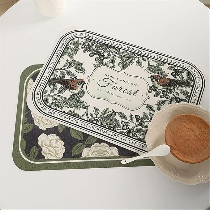 2pc Leather Placemats-Jasmin Flower(SA2405-262)