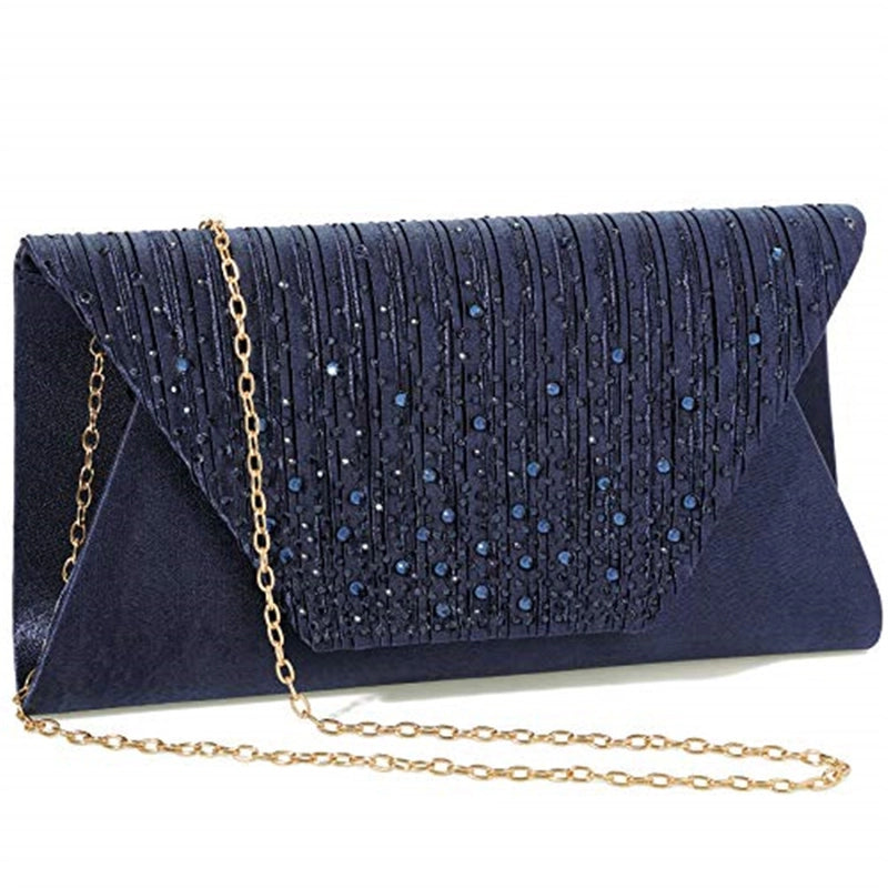 White Wine Red Dark Blue Satin Solid Color Rhinestone Square Evening Bags