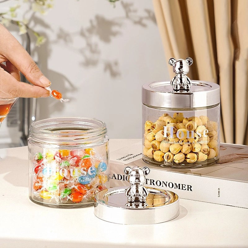 Casual Cute Little Bear Glass Storage Tank