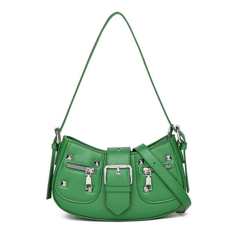 Women's Medium Pu Leather Solid Color Streetwear Magnetic Buckle Underarm Bag